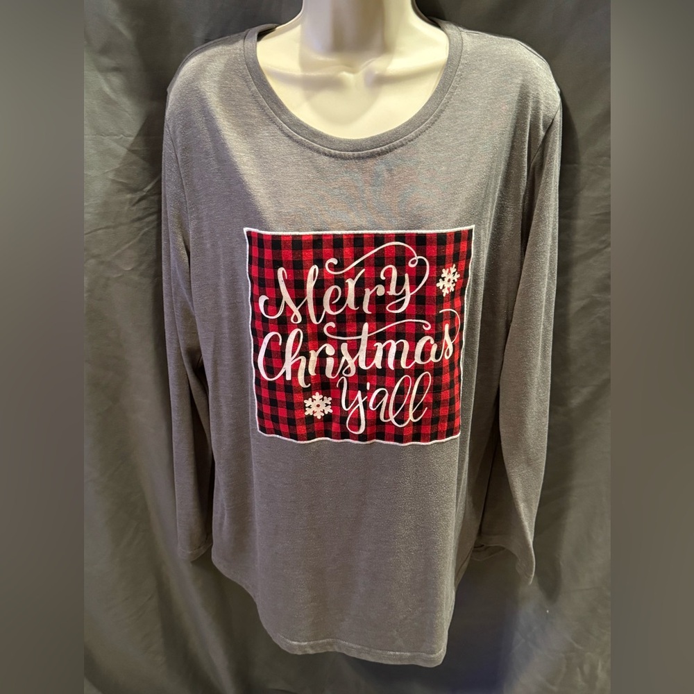 Women’s Long Sleeve Shirt Merry Christmas Y’all Southern Grace Brand Size XL